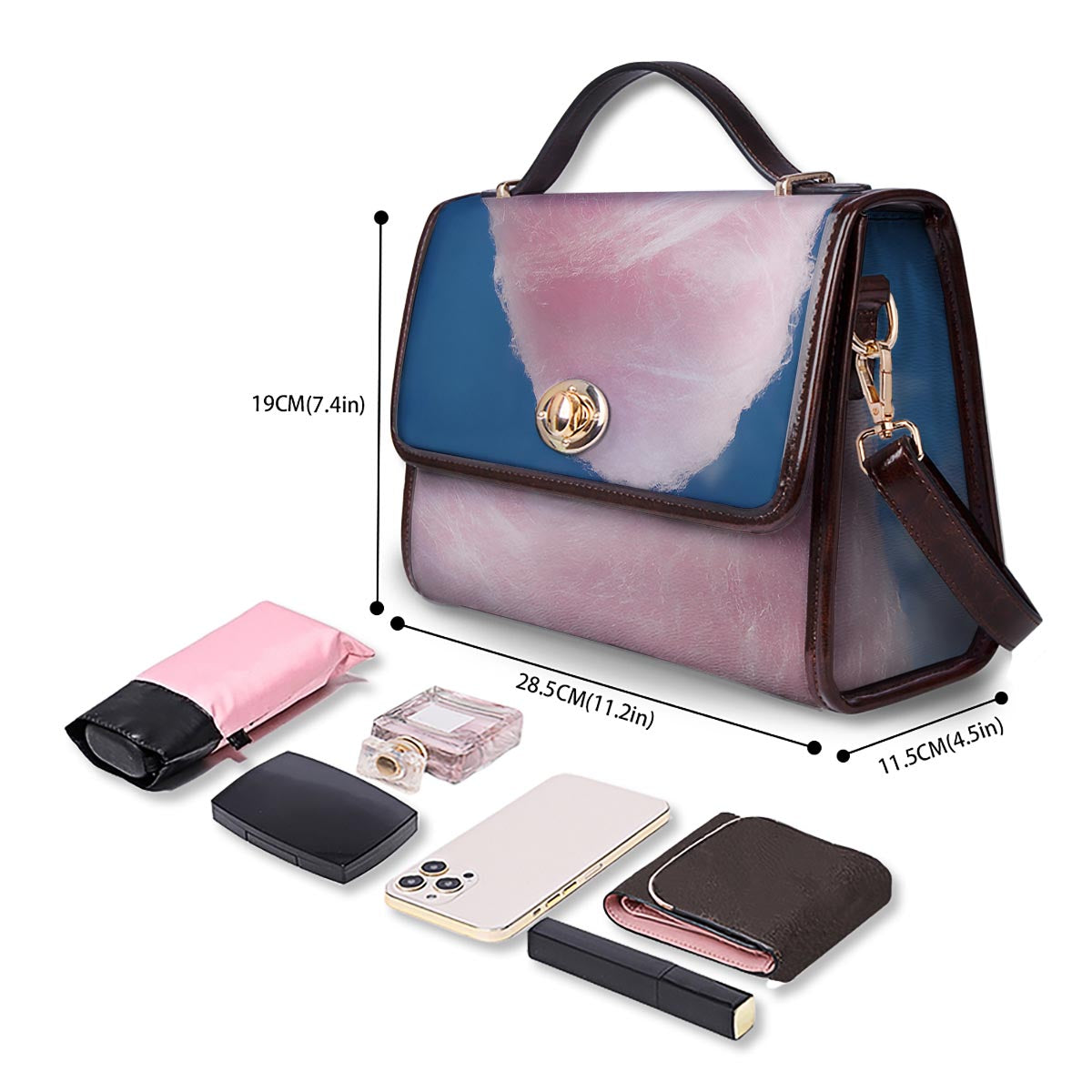 Cotton Candy Sweet Print Women's Satchel Bag - Image 4