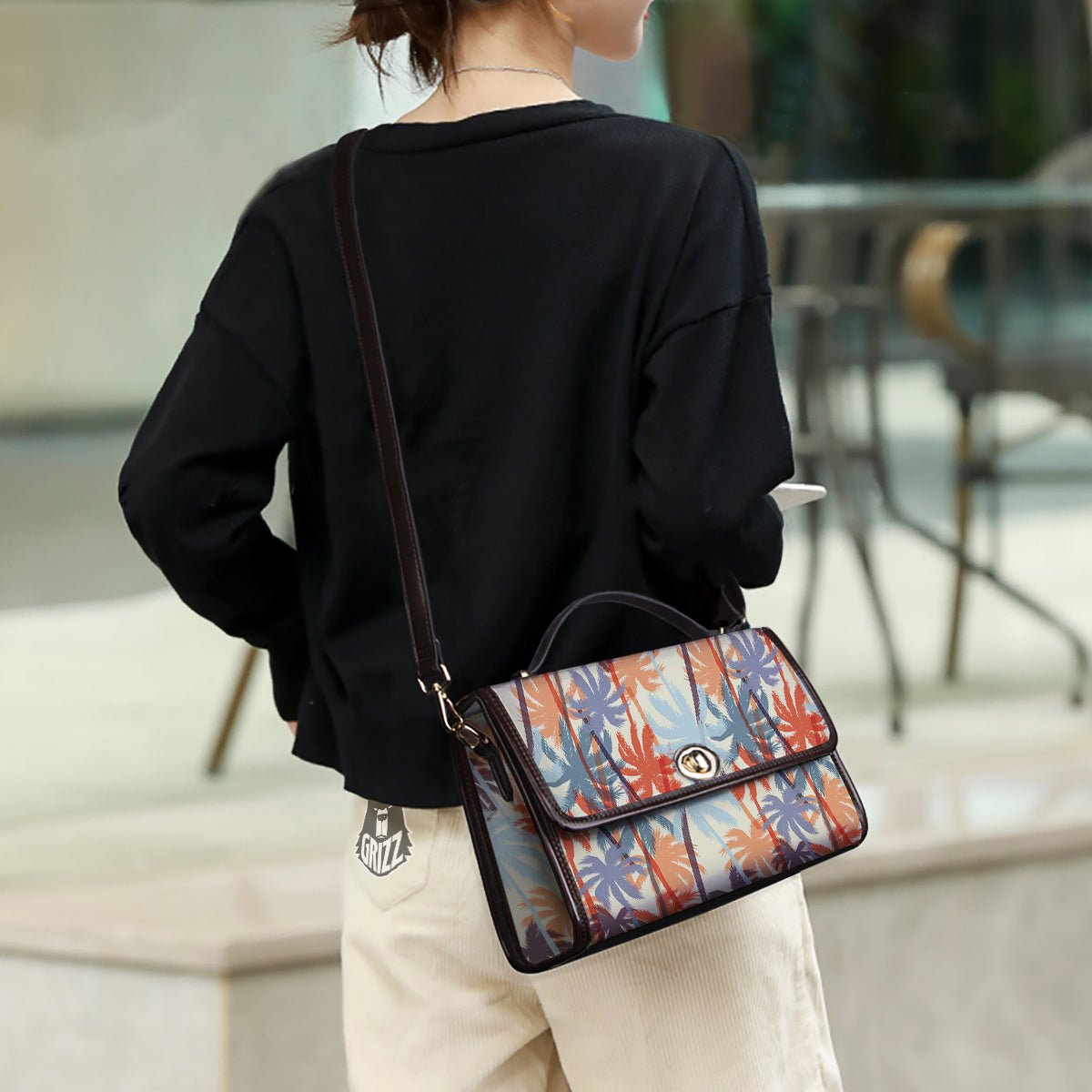 Colorful Palm Trees Print Pattern Women's Satchel Bag - Image 3