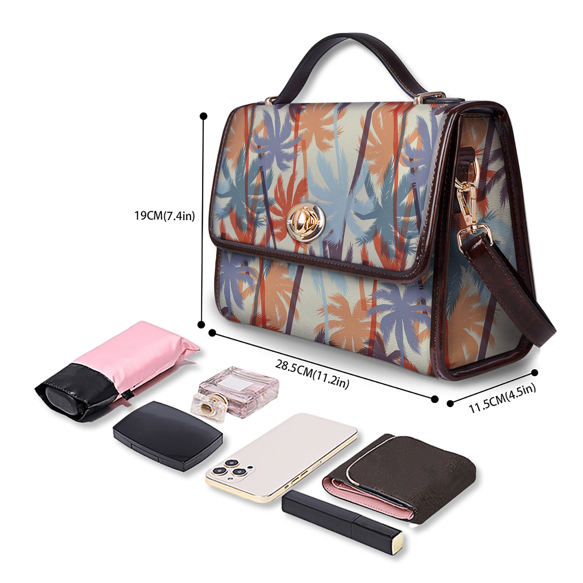 Colorful Palm Trees Print Pattern Women's Satchel Bag - Image 4