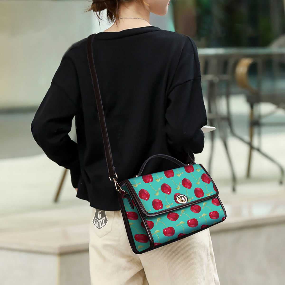 Cherry Watercolor Print Pattern Women's Satchel Bag - Image 3