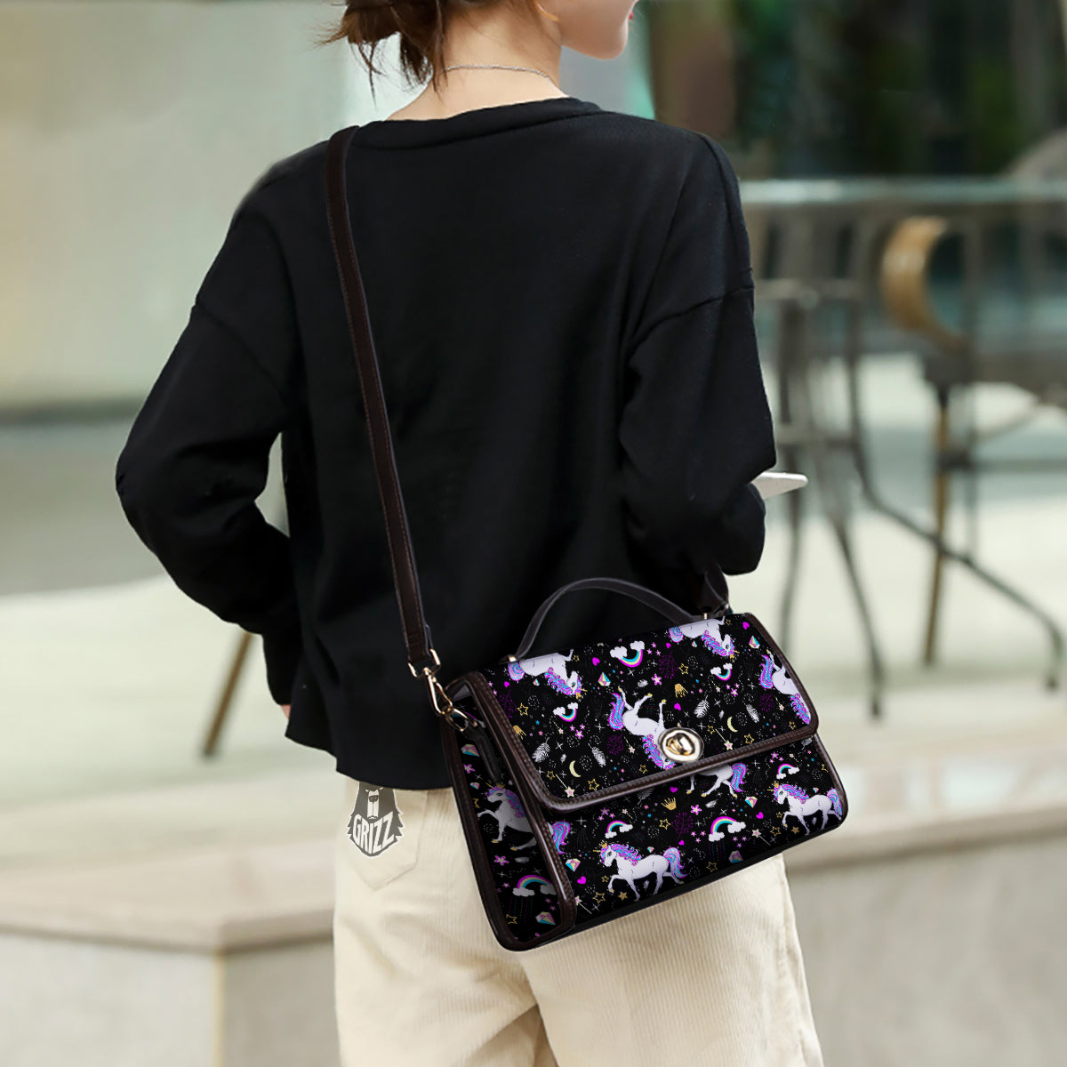 Cartoon Unicorn Dream Print Pattern Women's Satchel Bag - Image 3
