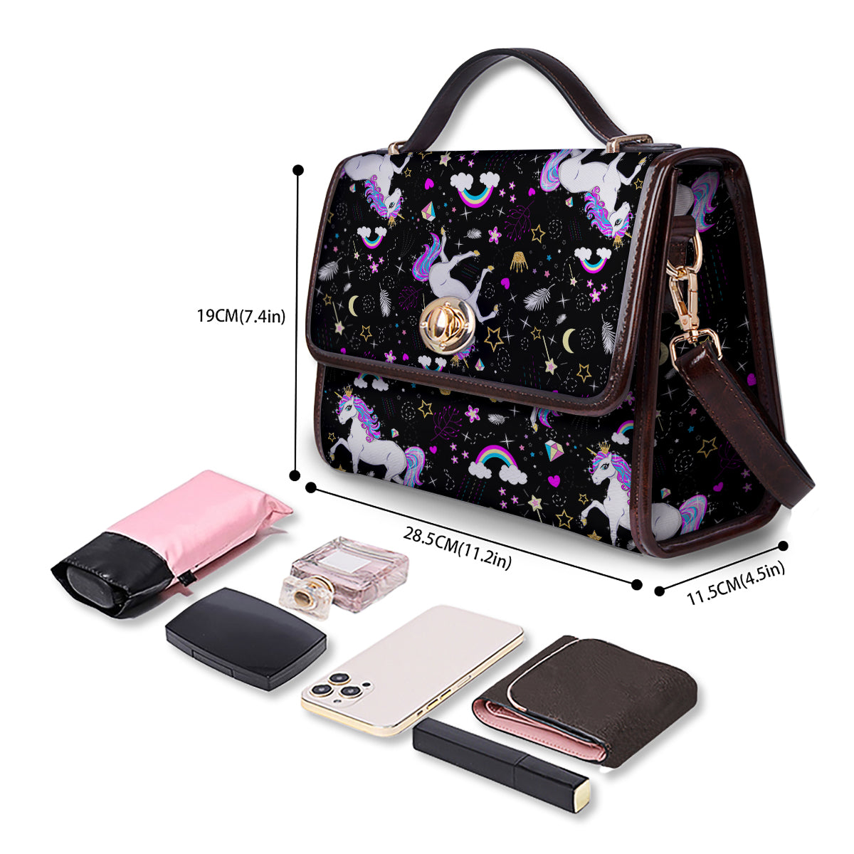 Cartoon Unicorn Dream Print Pattern Women's Satchel Bag - Image 4