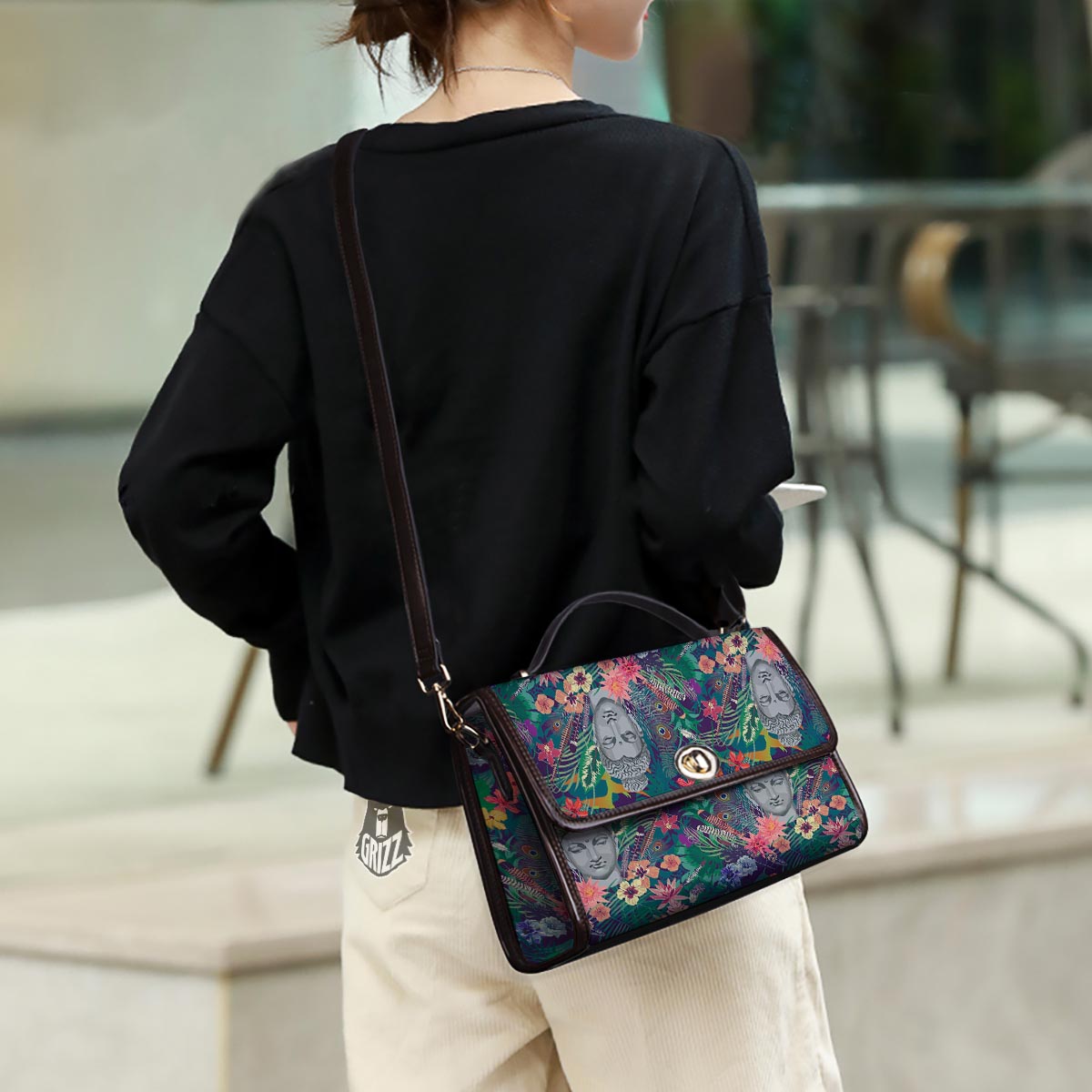 Buddha Tropical Print Pattern Women's Satchel Bag - Image 3