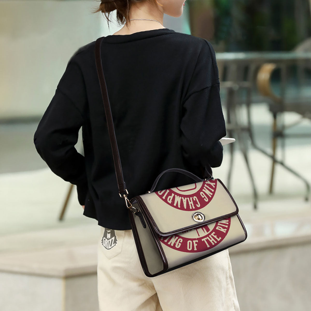 Boxing Champion King of The Ring Print Women's Satchel Bag - Image 3