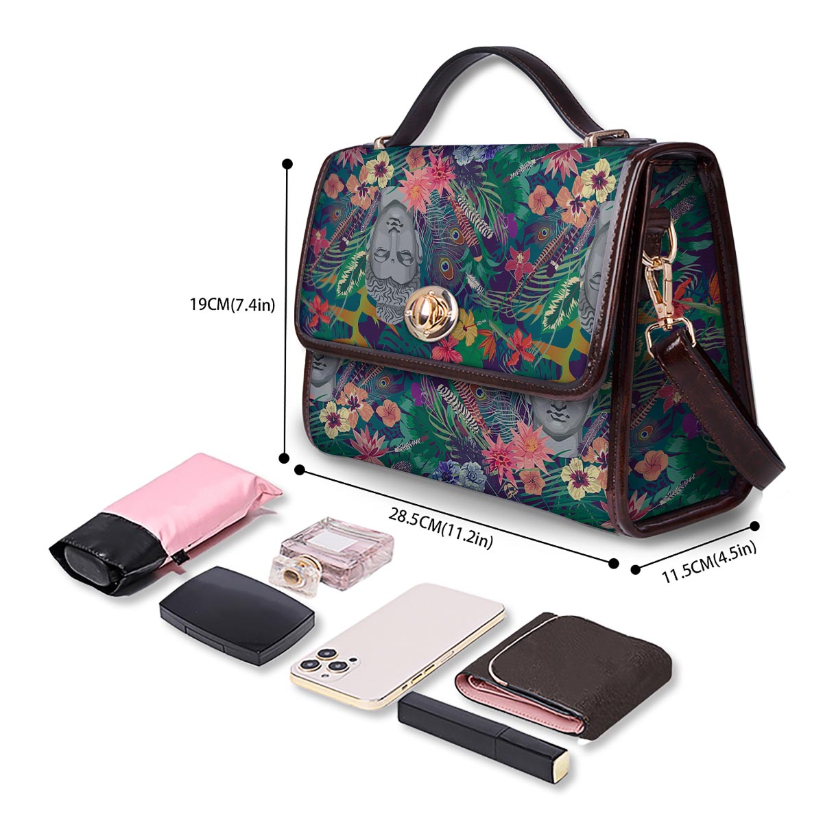 Buddha Tropical Print Pattern Women's Satchel Bag - Image 4