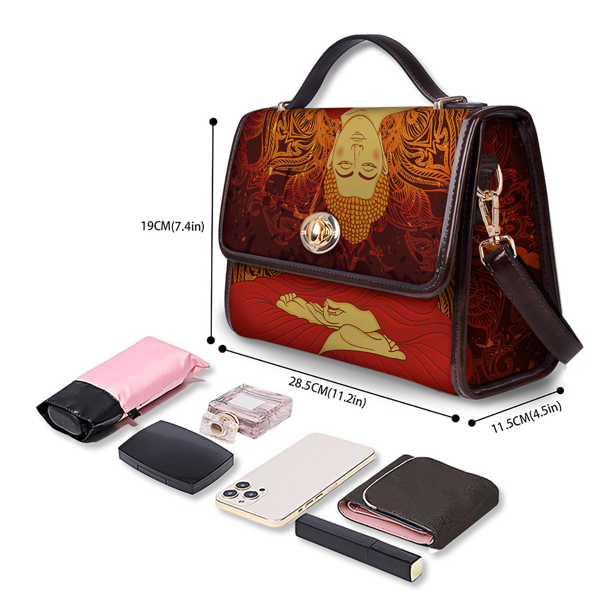 Buddha Statue Vintage Print Women's Satchel Bag - Image 4