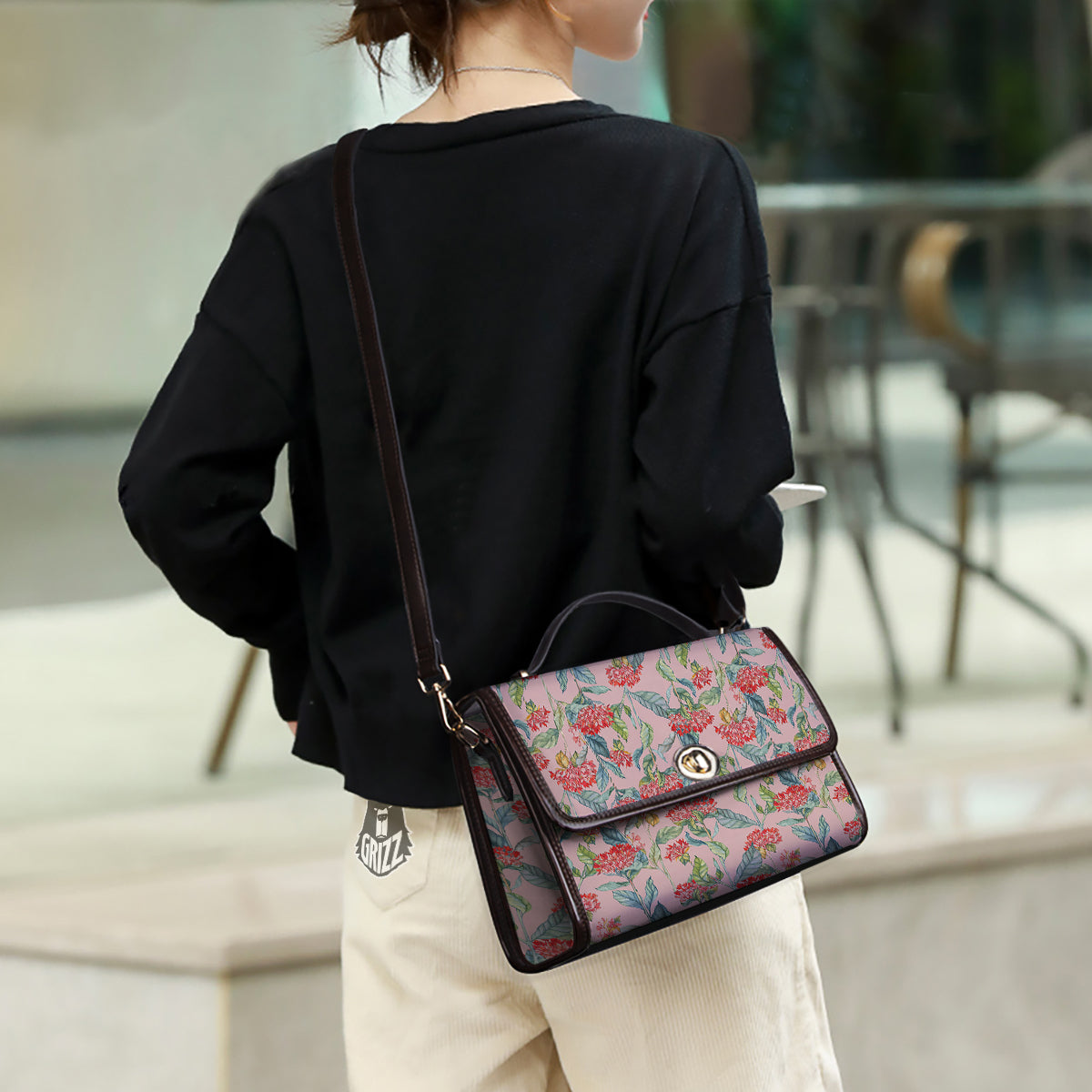 Bouvardia Watercolor Print Pattern Women's Satchel Bag - Image 3
