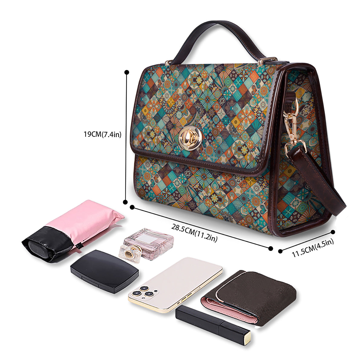 Bohemian Mandala Floral Vintage Print Pattern Women's Satchel Bag - Image 4