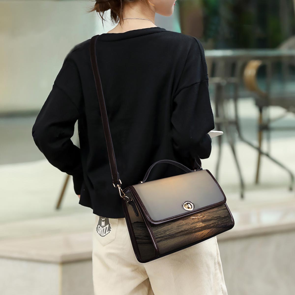 Beach Sunrise Print Women's Satchel Bag - Image 3