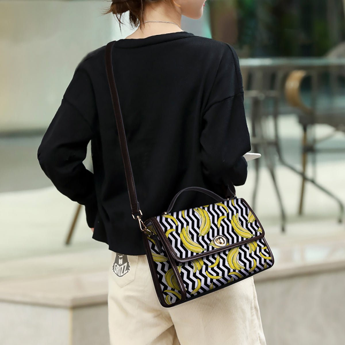 Banana Zigzag Print Pattern Women's Satchel Bag - Image 3