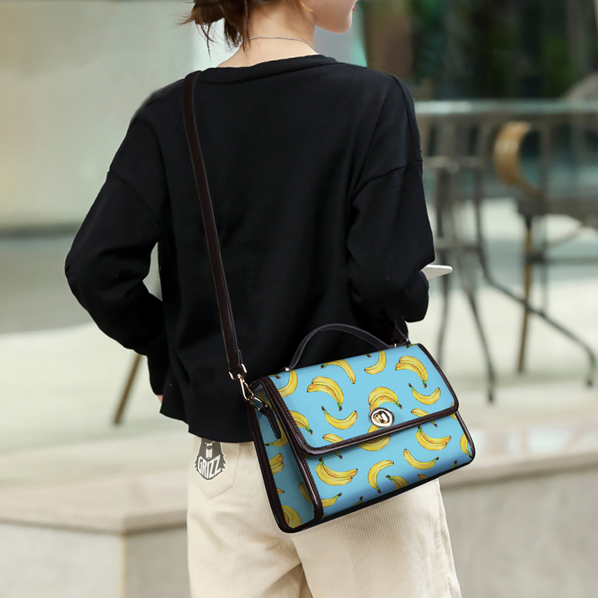 Banana Watercolor Print Pattern Women's Satchel Bag - Image 3