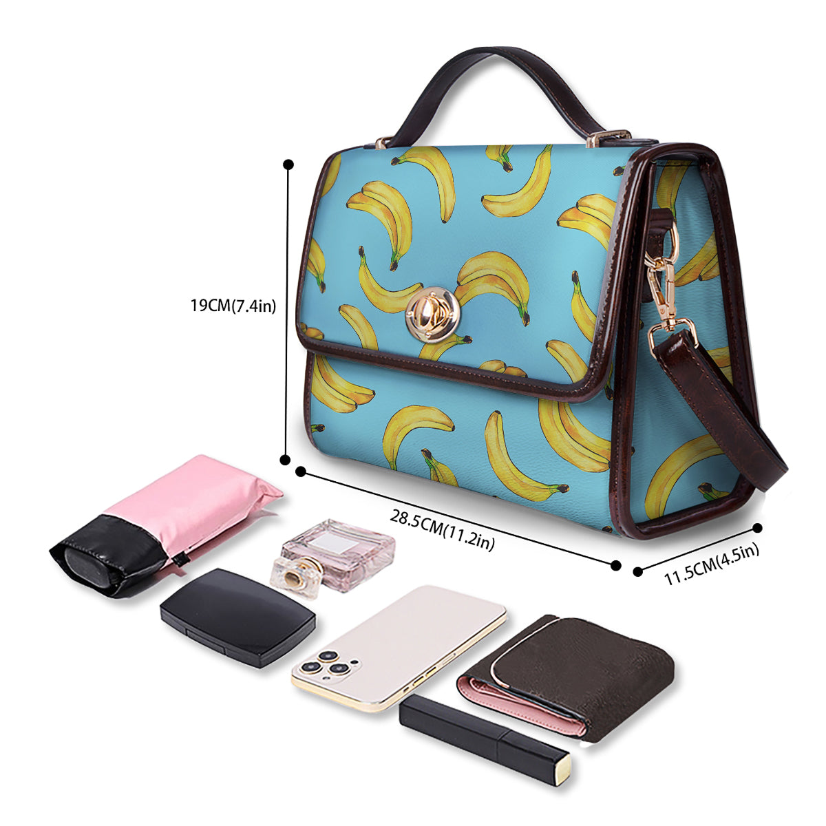 Banana Watercolor Print Pattern Women's Satchel Bag - Image 4