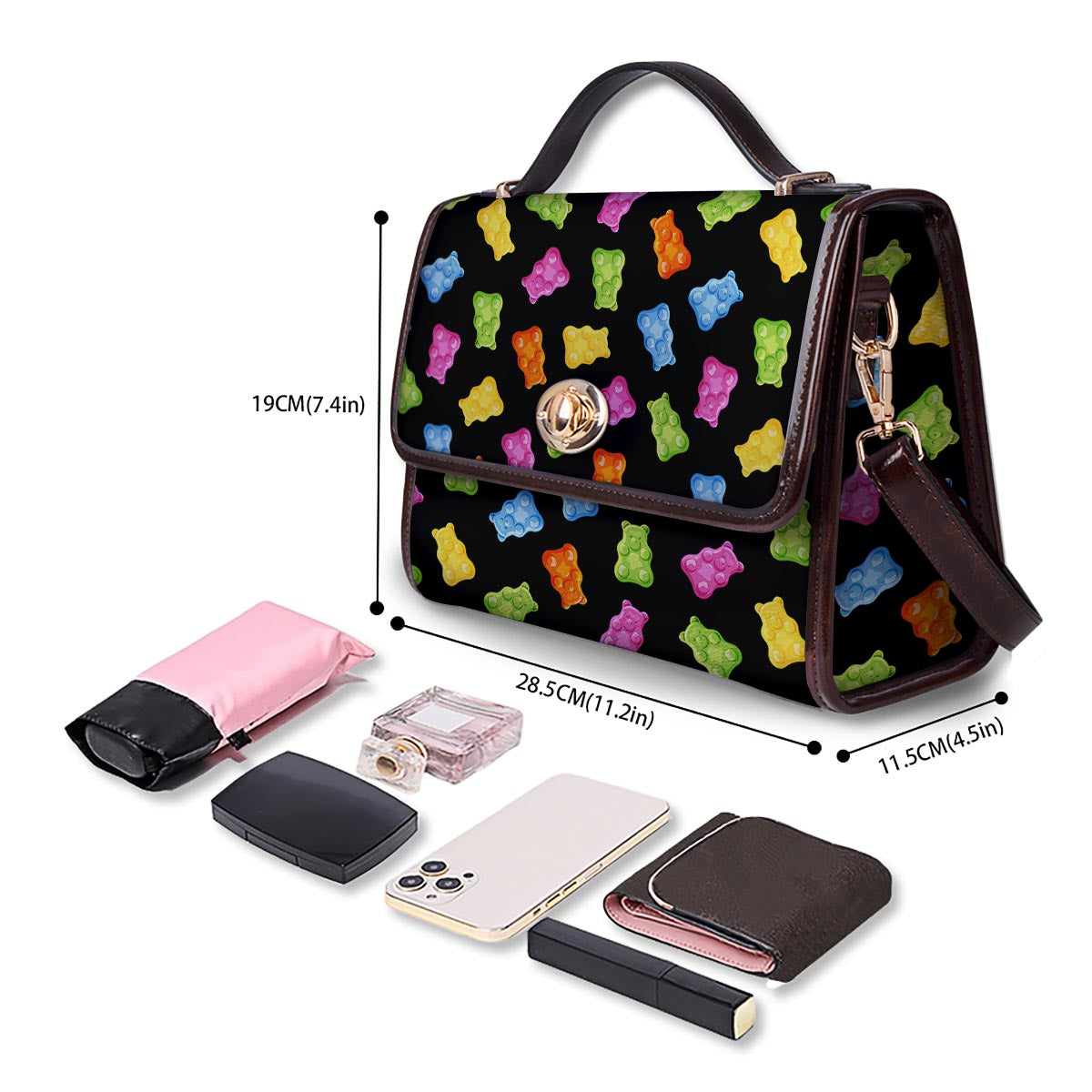 Bear Sweet Gummy Print Pattern Women's Satchel Bag - Image 4
