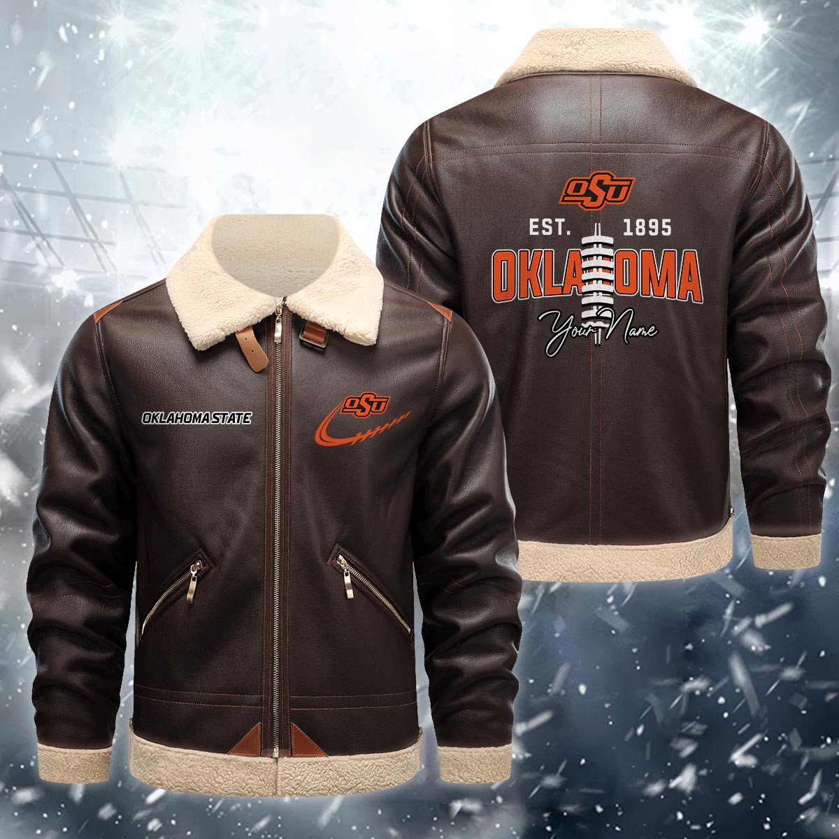 Albany Great Danes Fleece Leather Jacket