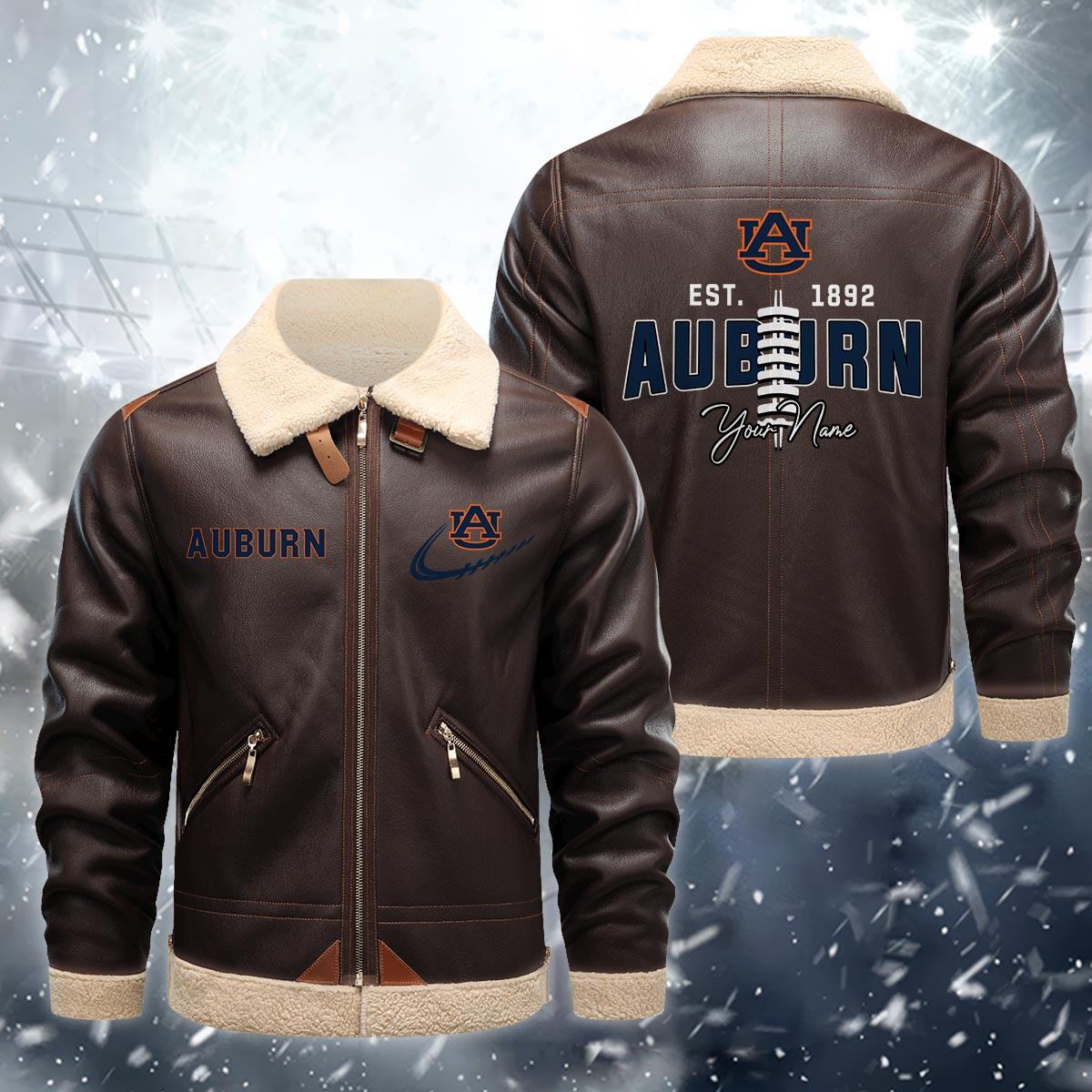 Auburn Tigers Fleece Leather Jacket