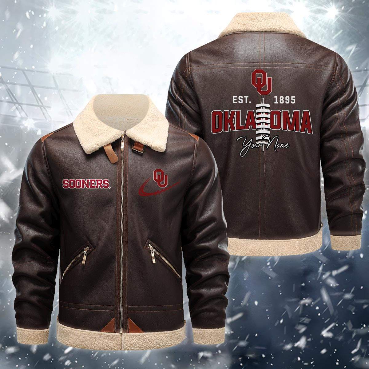 Alabama Crimson Tide Fleece Leather Jacket