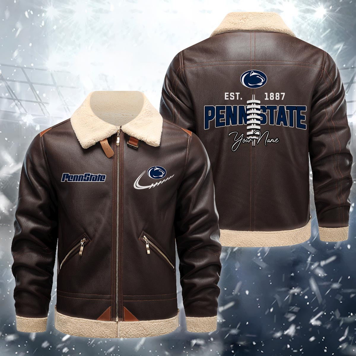Army Black Knights Fleece Leather Jacket