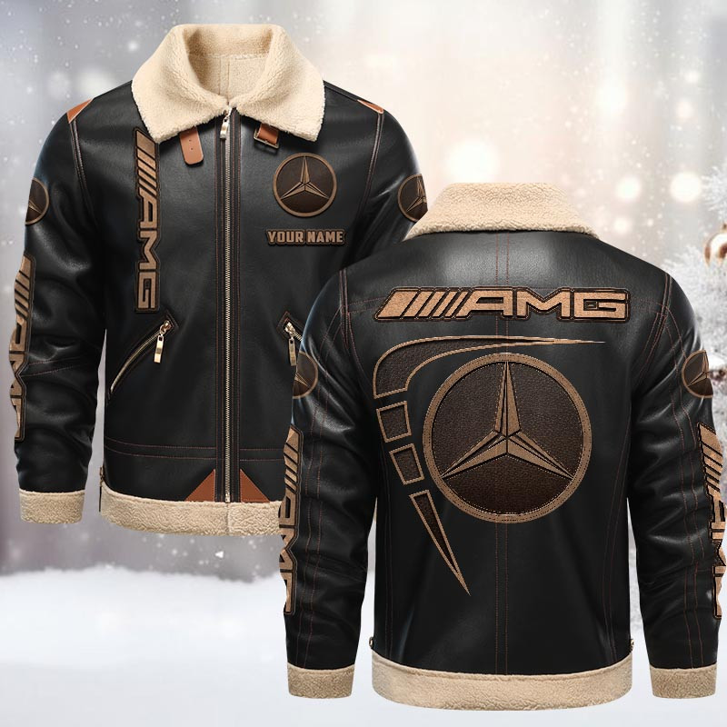 AMG Print Pu Leather Jacket 