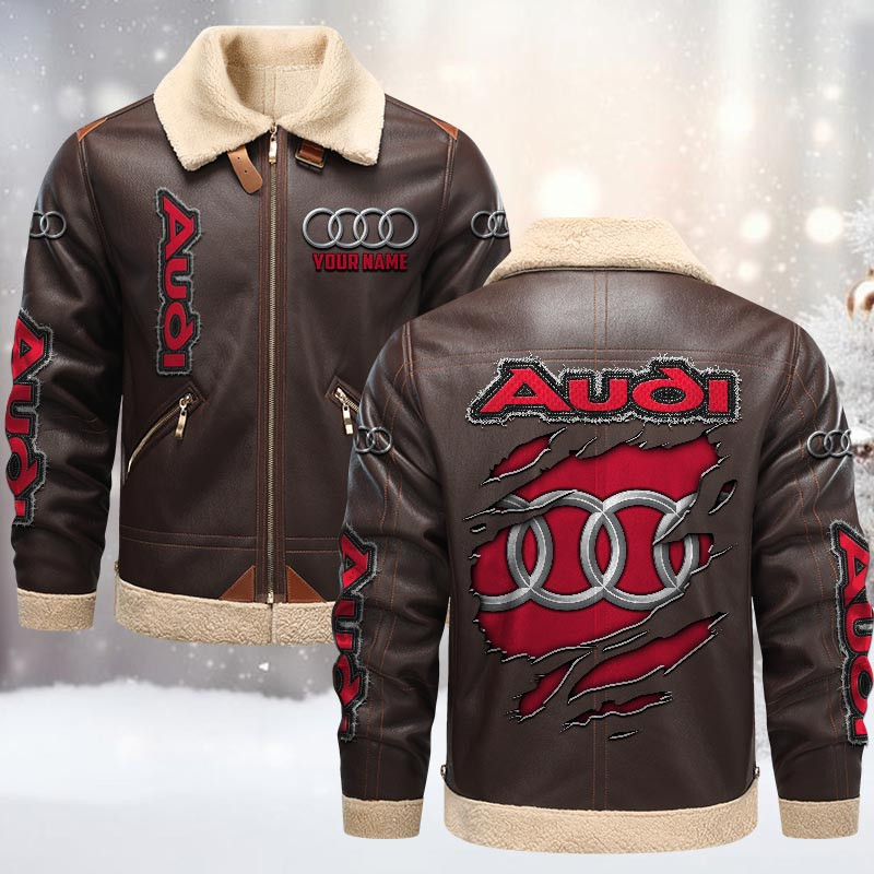 Audi Fleece Pu Leather Jacket 