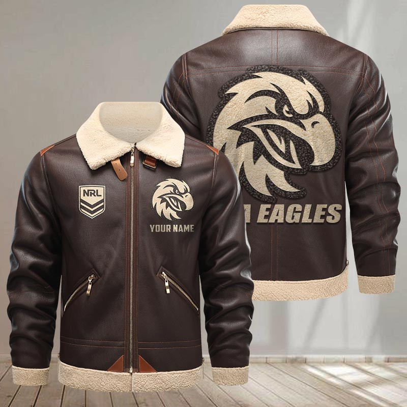 Manly Warringah Sea Eagles Print Pu Leather Jacket 