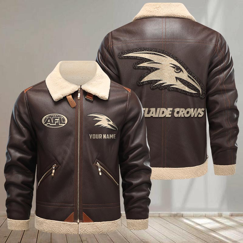 Adelaide Crows Print Pu Leather Jacket 