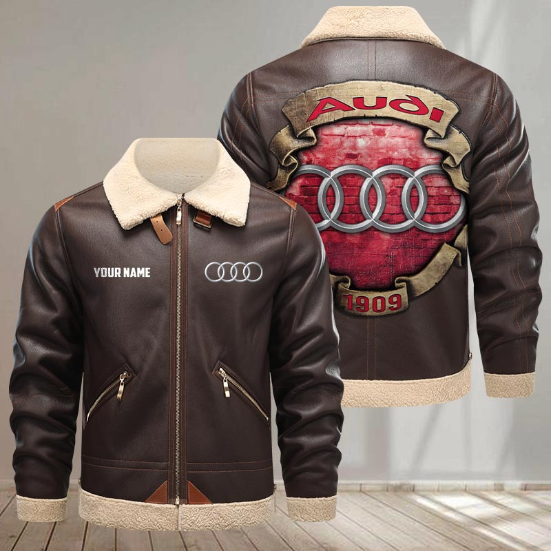 Audi Fleece Pu Leather Jacket 