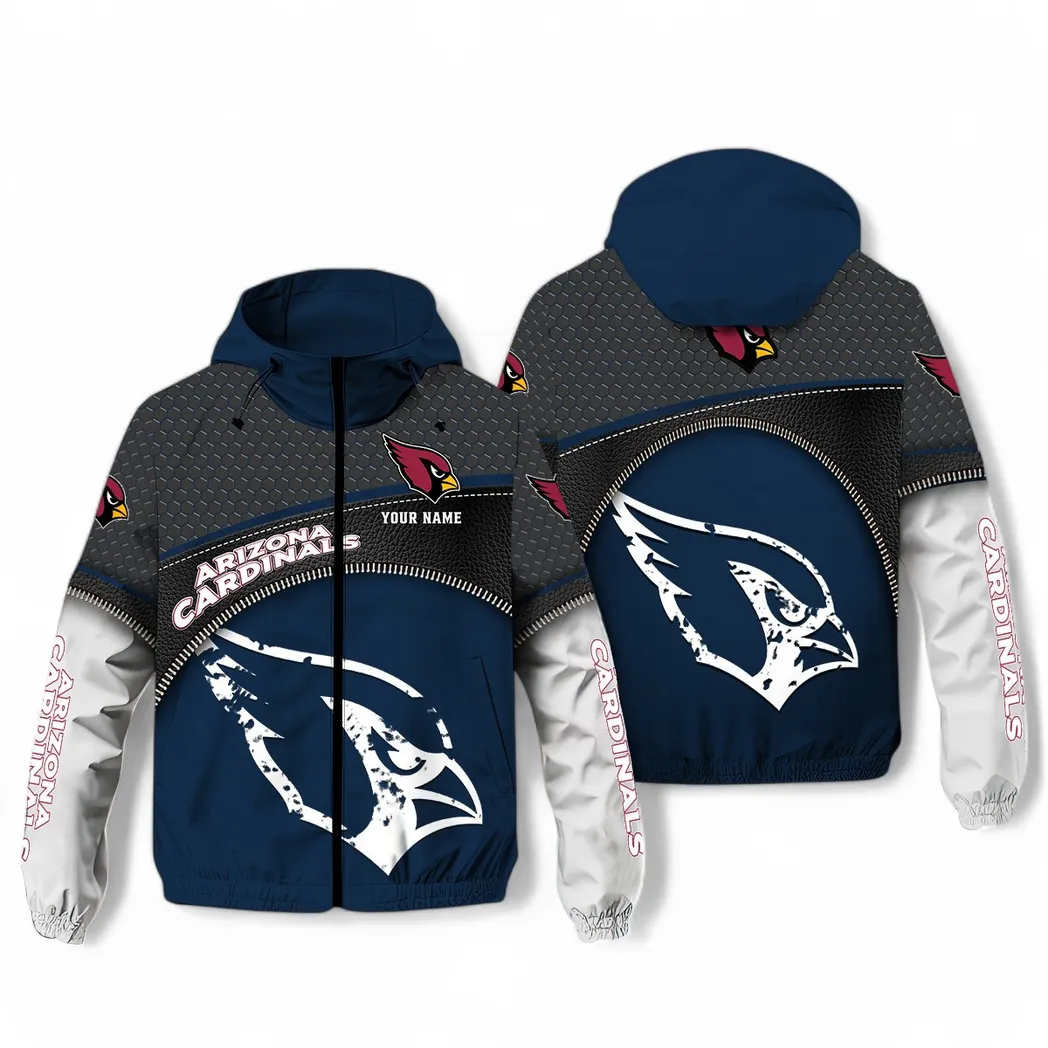 Arizona Cardinals NFL Windbreaker Jacket Custom Navy Stadium-Ready Windbreaker Jacket