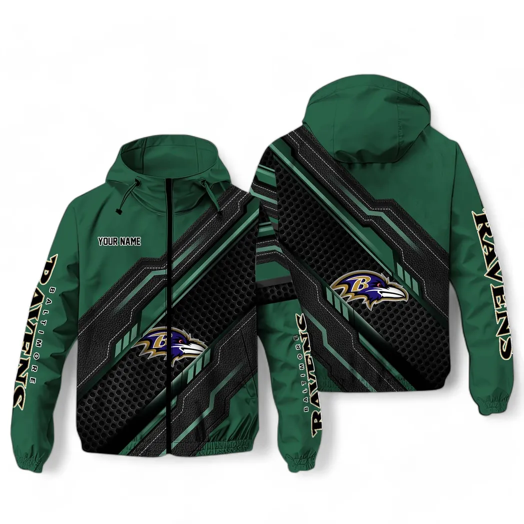 Baltimore Ravens NFL Windbreaker Jacket Custom For Men Green Street Style Windbreaker
