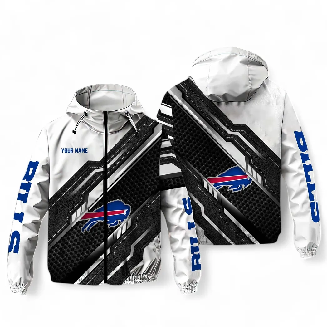Buffalo Bills NFL Windbreaker Jacket Custom White Street Style Windbreaker
