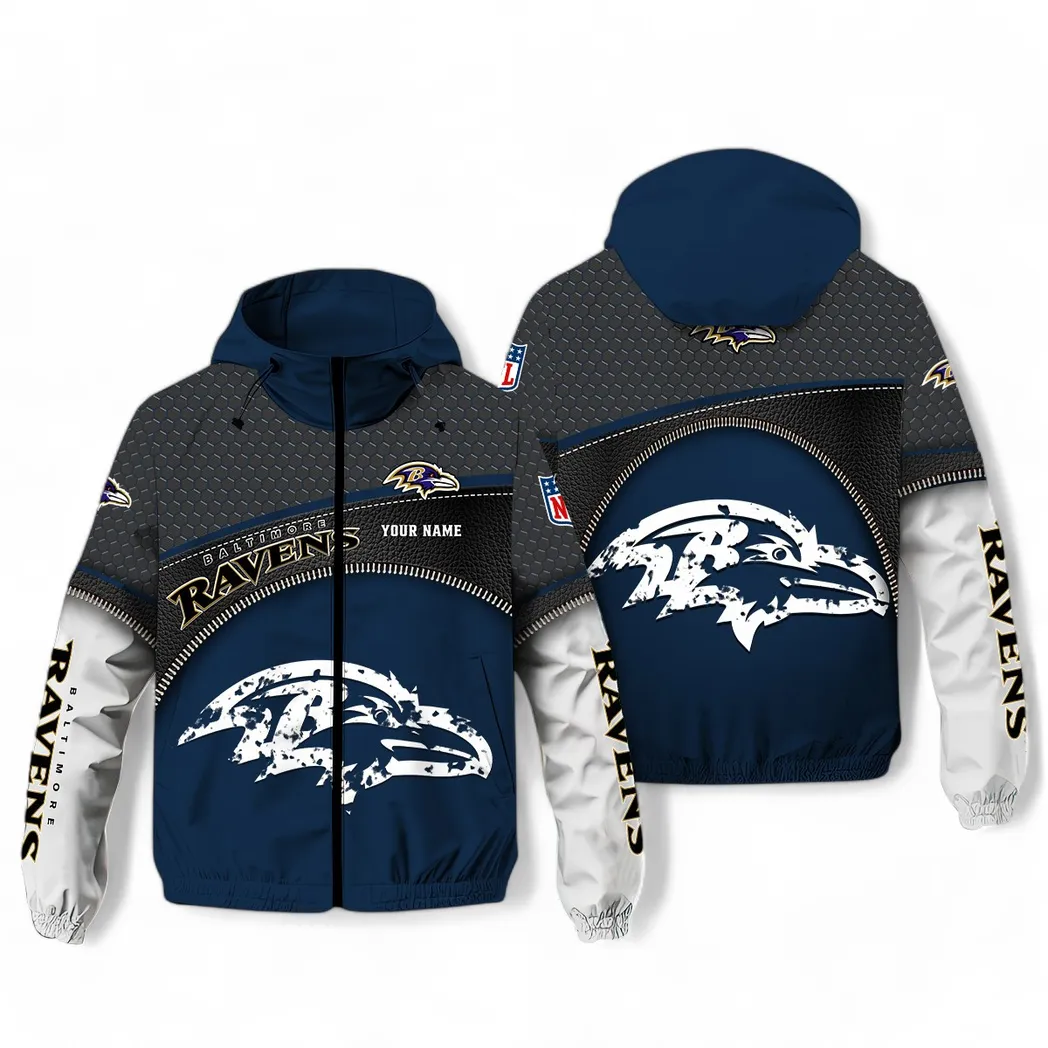Baltimore Ravens NFL Windbreaker Jacket Custom Navy Performance Fan Jacket