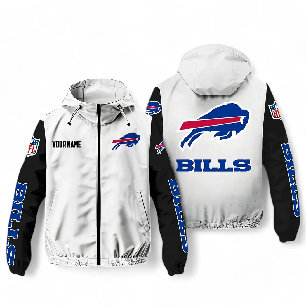 Buffalo Bills NFL Windbreaker Jacket Custom White Durable Supporter Jacket
