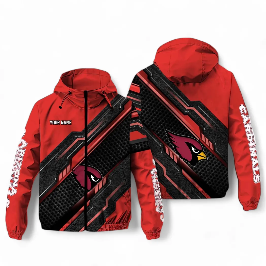 Arizona Cardinals NFL Windbreaker Jacket Custom Red Rugged Sports Windbreaker