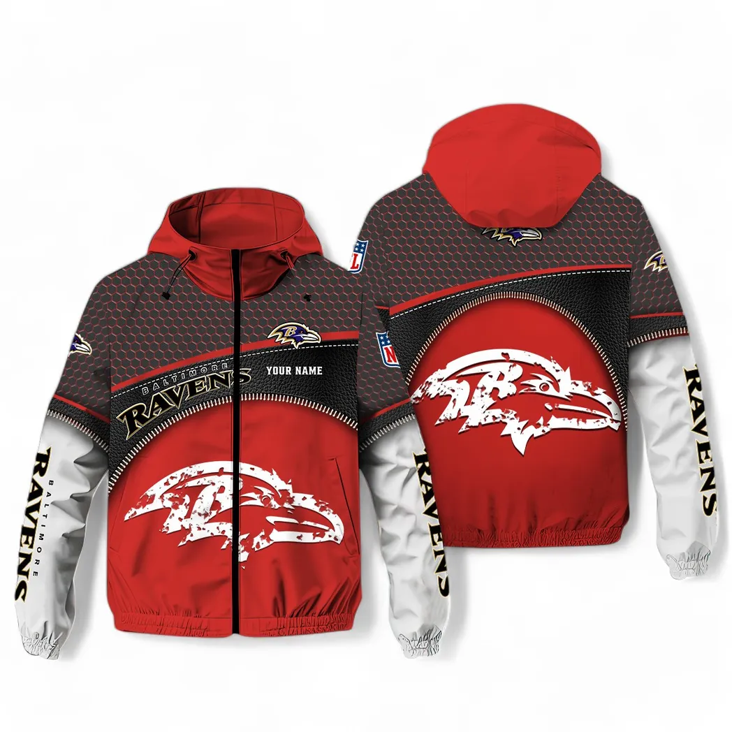 Baltimore Ravens NFL Windbreaker Jacket Custom Red Street Style Windbreaker