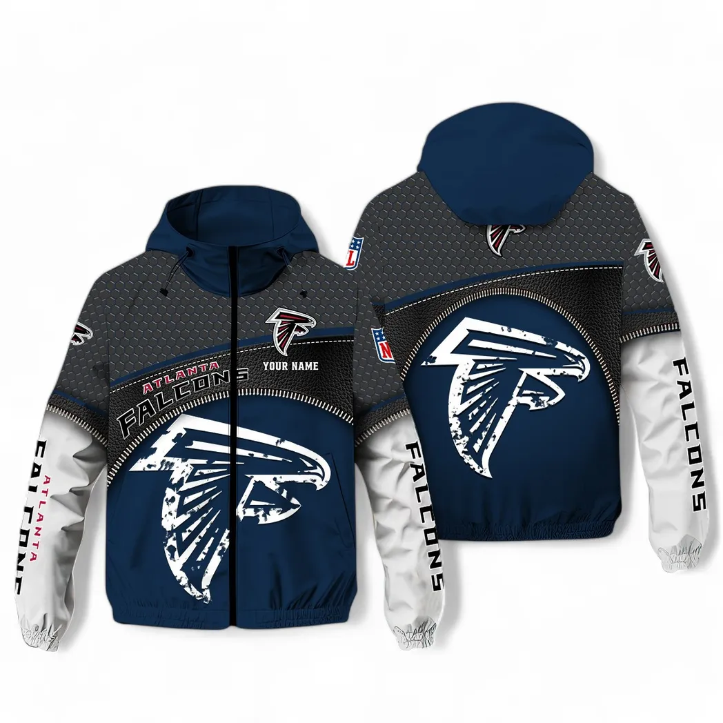 Atlanta Falcons NFL Windbreaker Jacket Custom Navy All-Weather Fan Windbreaker