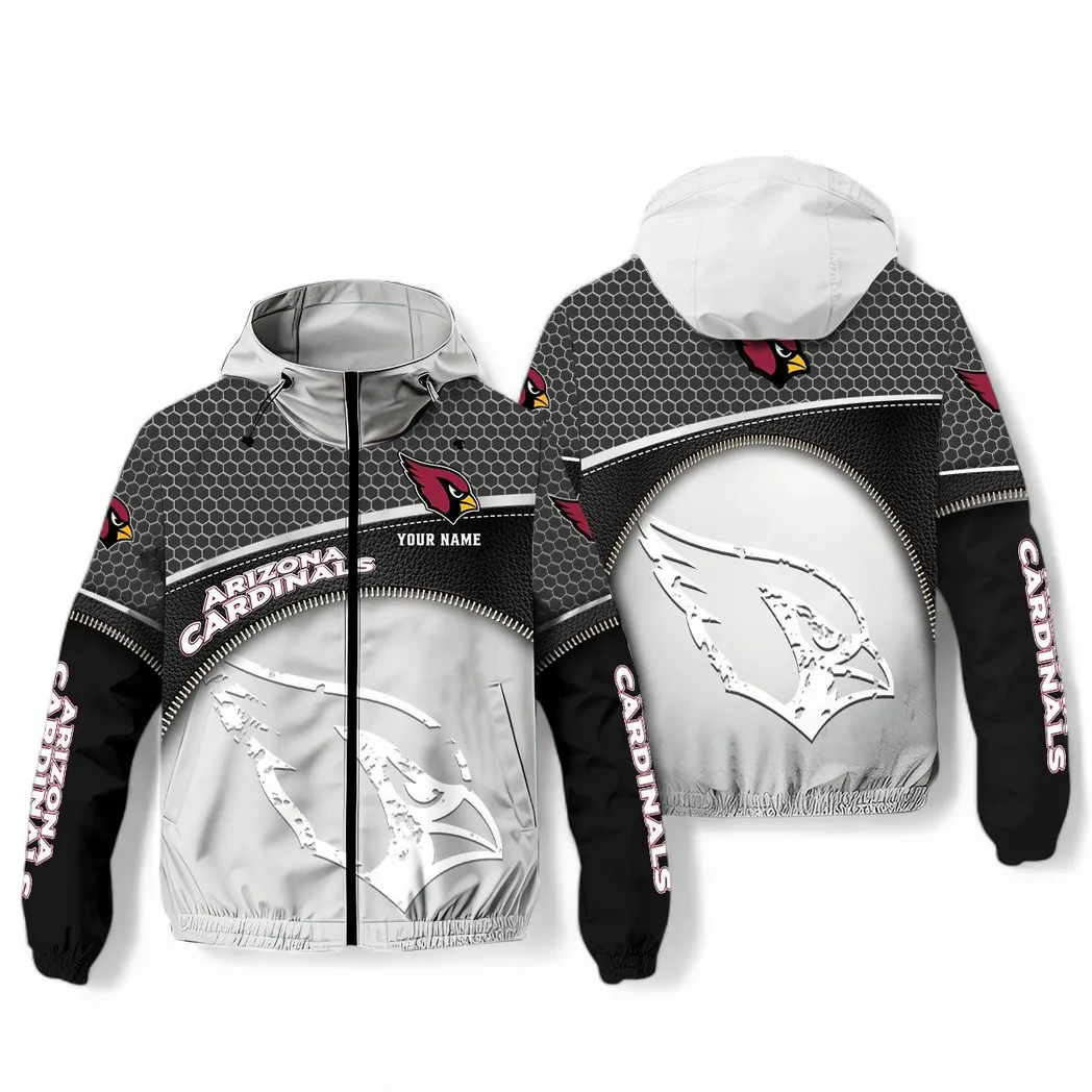 Arizona Cardinals NFL Windbreaker Jacket Custom White Supporter Spirit Windbreaker