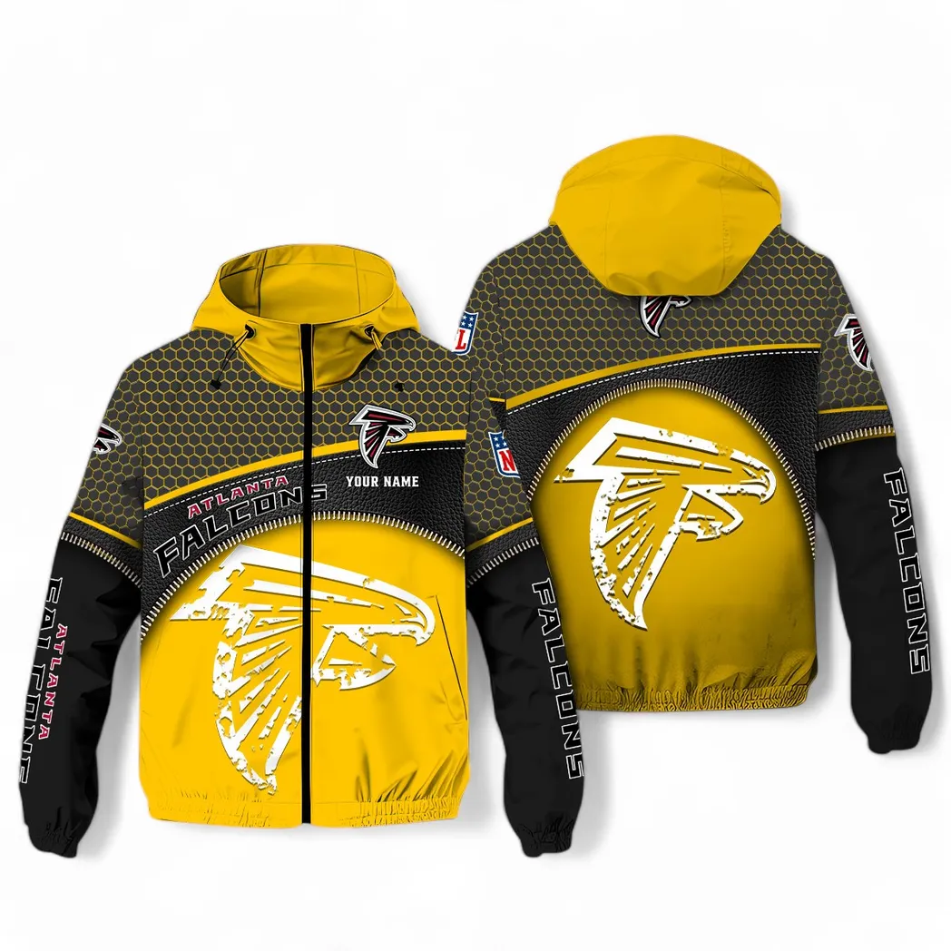 Atlanta Falcons NFL Windbreaker Jacket Custom Yellow Stadium-Ready Windbreaker Jacket