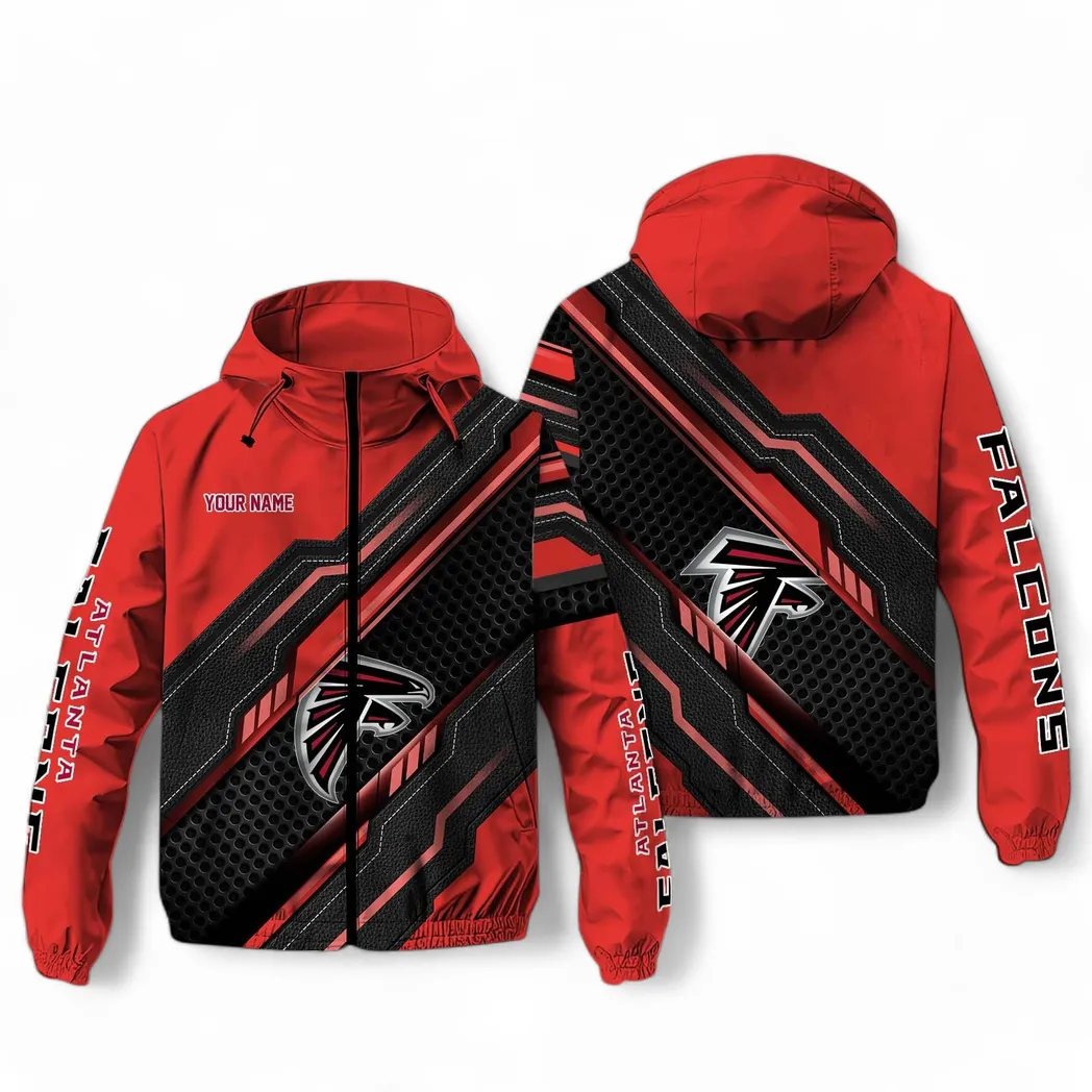 Atlanta Falcons Logo Team Windbreaker Jacket Custom Red Game Day Windbreaker Jacket
