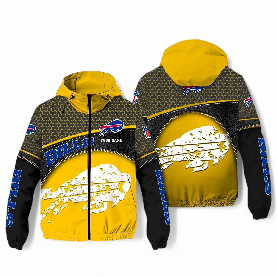 Buffalo Bills NFL Windbreaker Jacket Custom Yellow All-Weather Fan Windbreaker