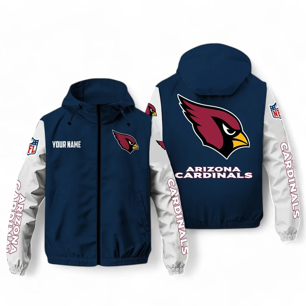 Arizona Cardinals NFL Windbreaker Jacket Custom Navy All-Season Fan Windbreaker