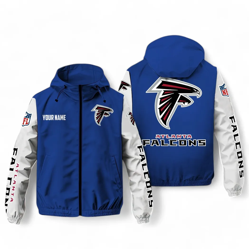 Atlanta Falcons NFL Windbreaker Jacket Custom Blue Cold Game Windbreaker