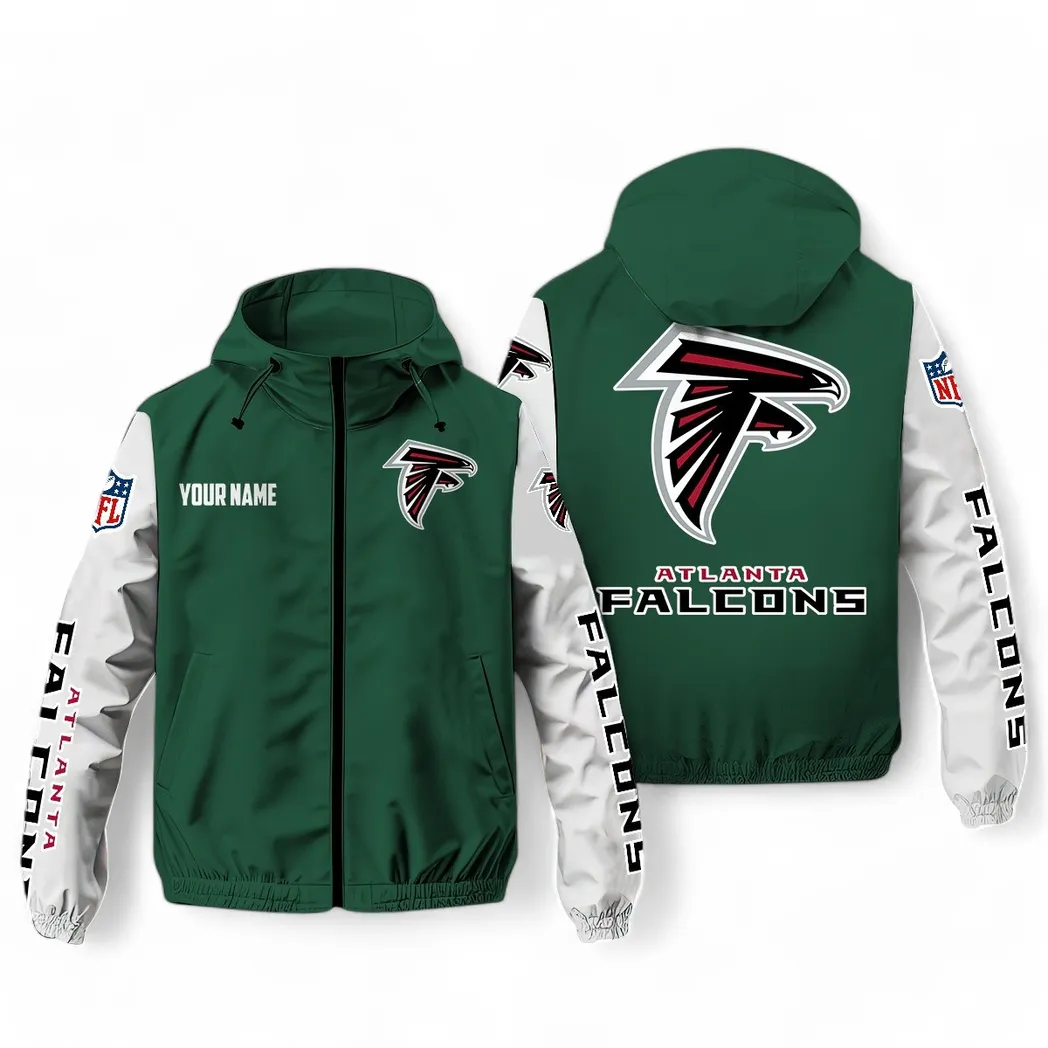 Atlanta Falcons NFL Windbreaker Jacket Custom Green Sporty Fan Windbreaker