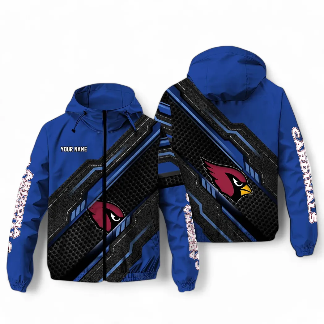 Arizona Cardinals NFL Windbreaker Jacket Custom Blue Outdoor Sports Windbreaker