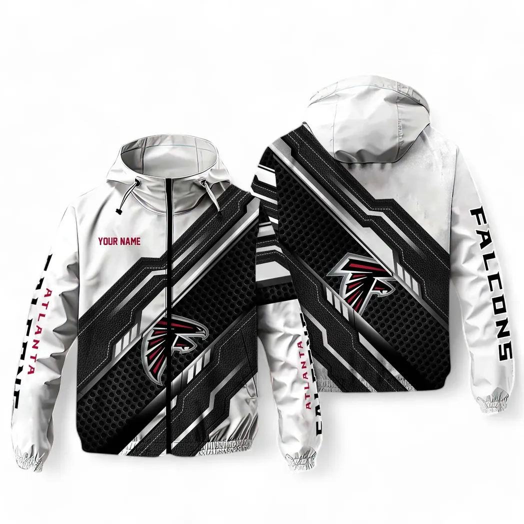 Atlanta Falcons NFL Windbreaker Jacket Custom White Lightweight Sports Fan Gear