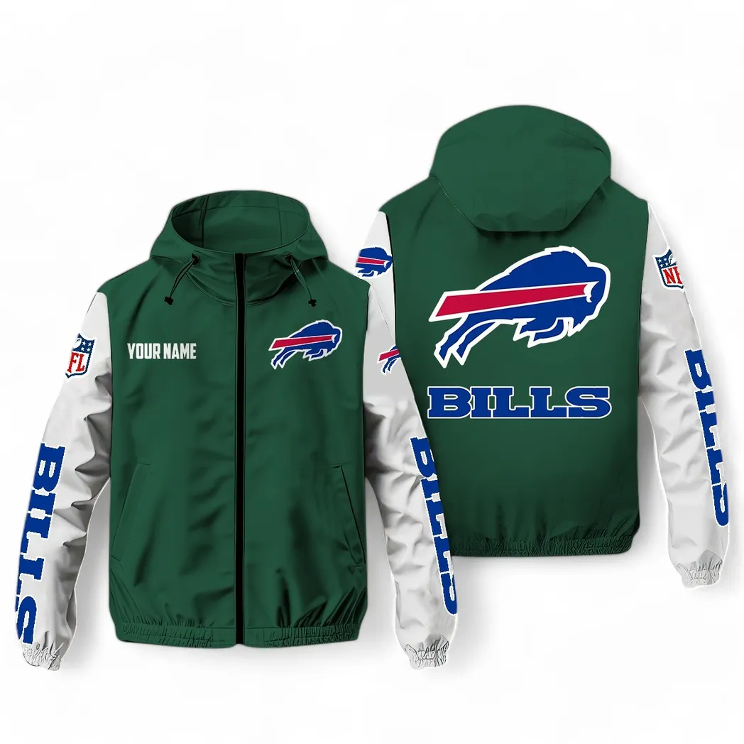 Buffalo Bills NFL Windbreaker Jacket Custom Green Street Style Windbreaker