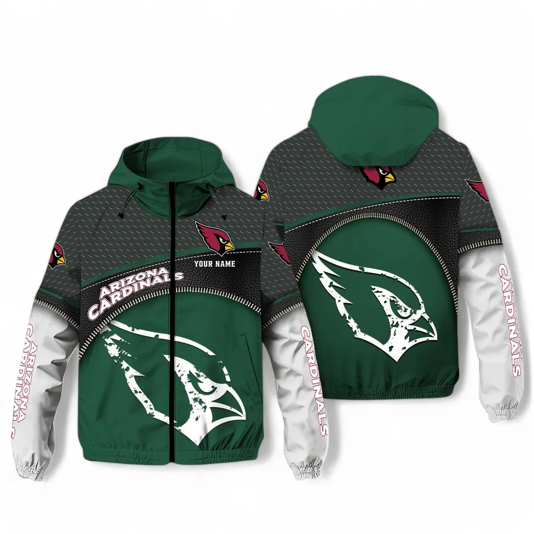Arizona Cardinals NFL Windbreaker Jacket Custom Green All-Season Fan Windbreaker