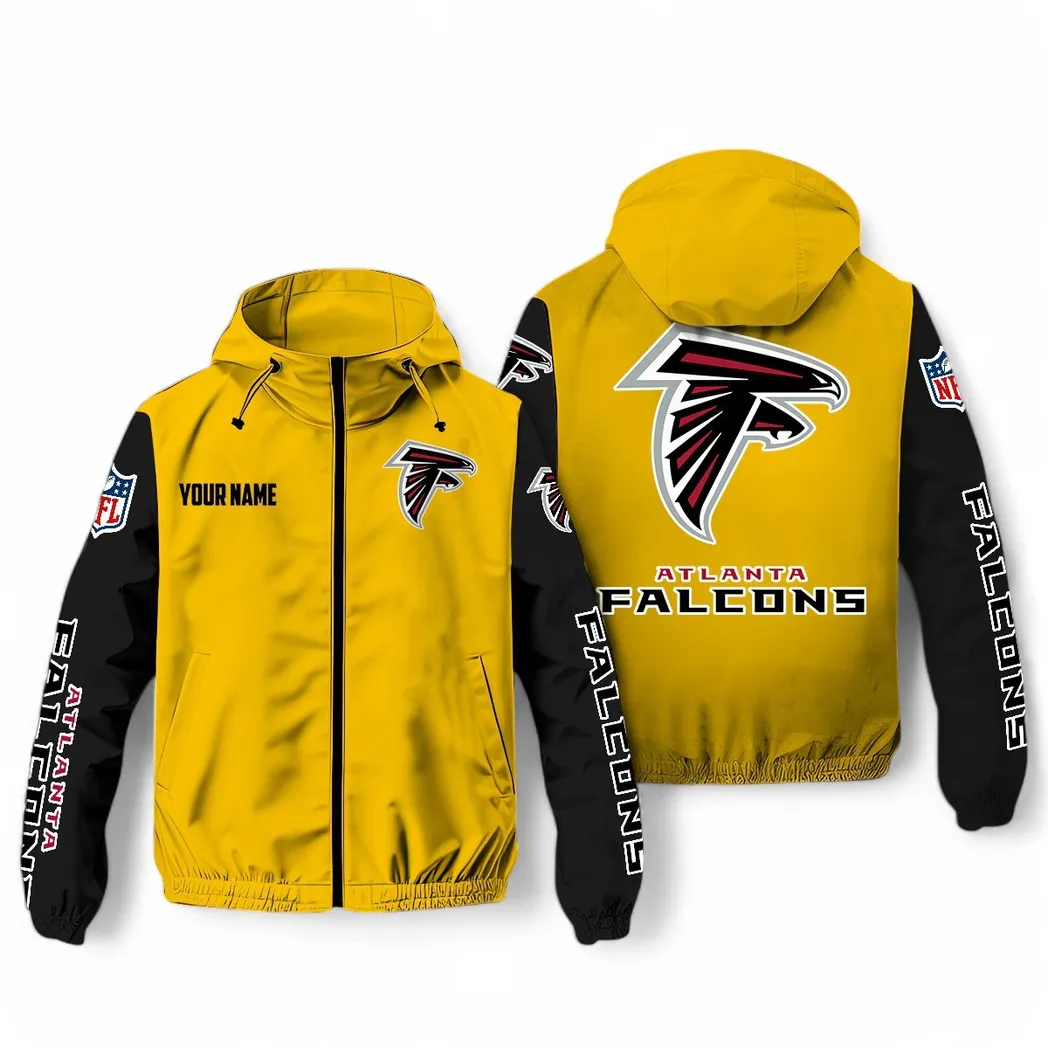 Atlanta Falcons NFL Windbreaker Jacket Custom Yellow Stylish Supporter Gear