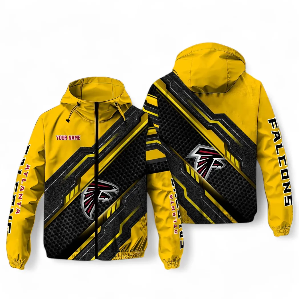 Atlanta Falcons NFL Windbreaker Jacket Custom Yellow Supporter Spirit Windbreaker