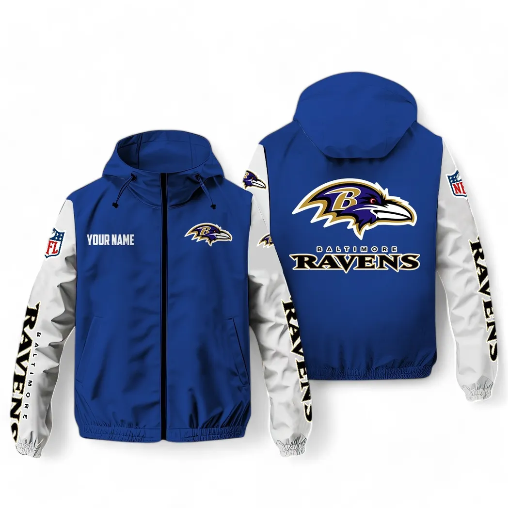 Baltimore Ravens NFL Windbreaker Jacket Custom Blue Street Style Windbreaker