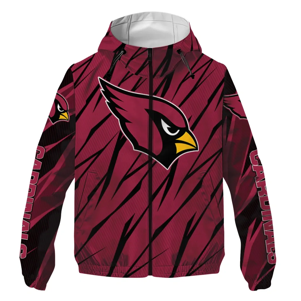 Arizona Cardinals NFL Windbreaker Jacket Dark Red Cold Game Waterproof For Sport Lovers