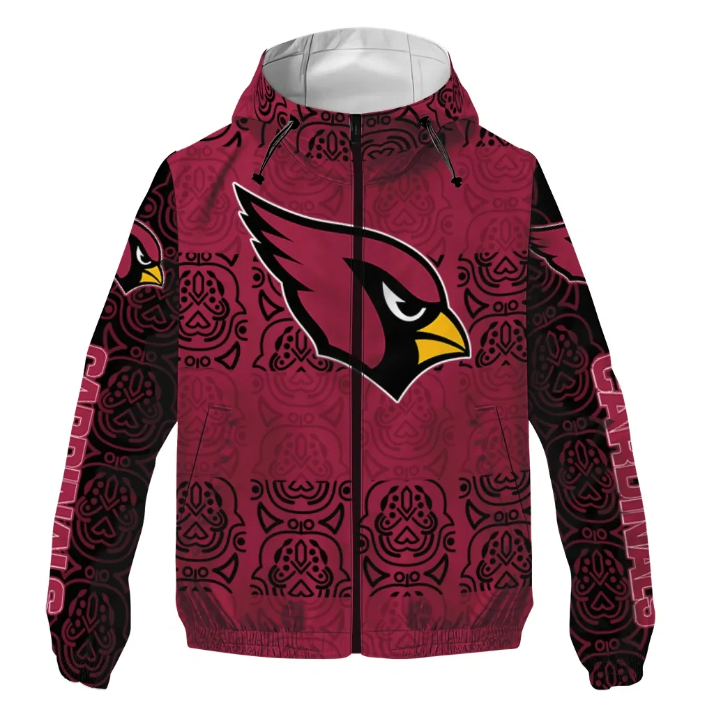 Arizona Cardinals NFL Windbreaker Jacket Dark Red Bold Spirit Waterproof For Sport Lovers